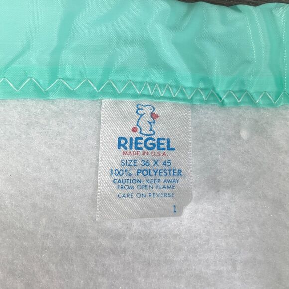 Vintage Riegel Teddy Beddy Bear Crib Blanket Green Trim 100% Polyester 36x45" - Picture 8 of 12